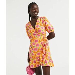Sportsgirl Lola Linen Floral Wrap Mini Dress